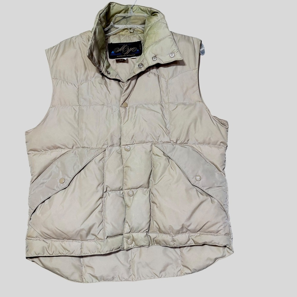 Vintage Montgomery Ward MVP Tan Down Quilted Puffer Vest Large 42-44 Korea